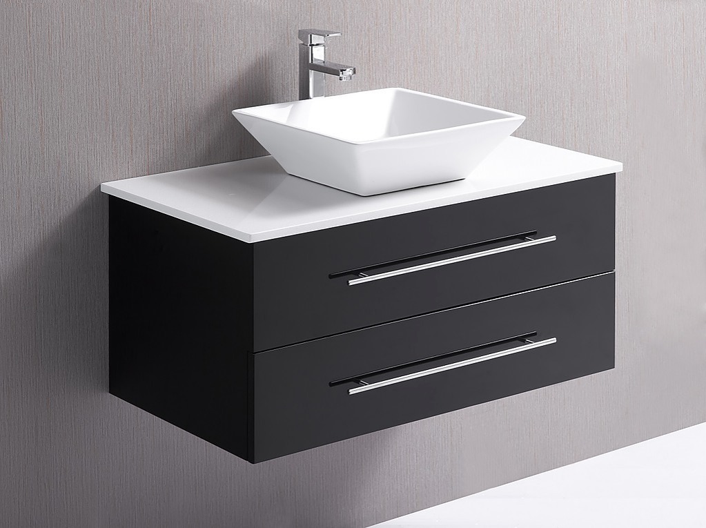 900mm Wall Hung Bathroom Vanity Unit With Stone Top, Basin 
