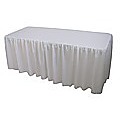 6 Foot Gathered White Table Cloth Trestle Cover