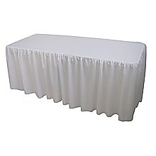 6 Foot Gathered White Table Cloth Trestle Cover