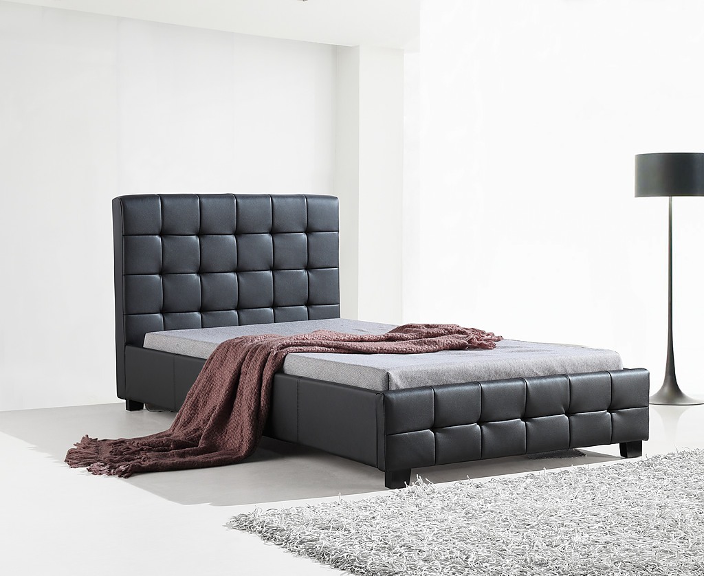 King Single Black PU Leather Deluxe Bed Frame