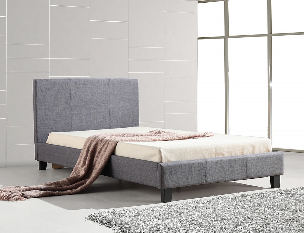 King Single Bed Frame Grey Linen Fabric