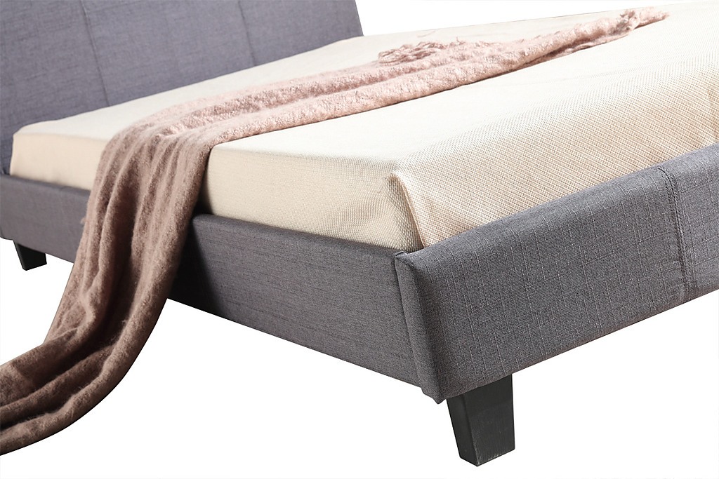 King Single Bed Frame Grey Linen Fabric