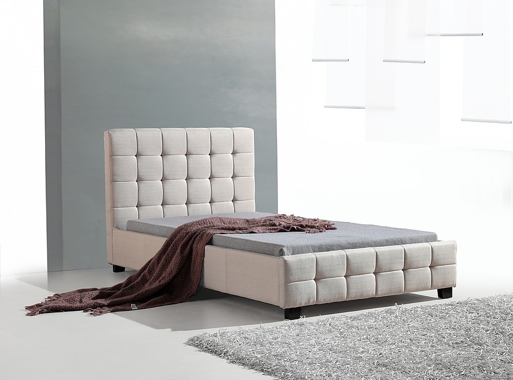 King Single Beige Linen Fabric Deluxe Bed Frame