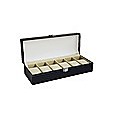 6 Slot Men’s Watch Display Case Box Black PU Leather