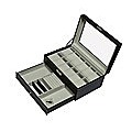 12 Grids Watch Display Case Leather jewellery Storage Box Organiser Lock Key