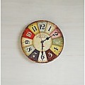 Large Colourful Wall Clock Kitchen  Office Retro Timepiece