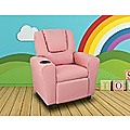 PU Leather Kids Recliner with Drink Holder - Pink