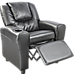 PU Leather Kids Recliner with Drink Holder - Black