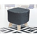 Charcoal Fabric Ottoman Foot Stool Rest Pouffe Wood Padded Seat Squircle