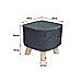 Charcoal Fabric Ottoman Foot Stool Rest Pouffe Wood Padded Seat Squircle