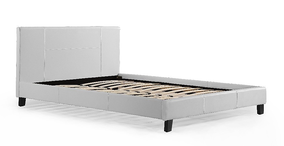 Double Bed Frame White PU Leather