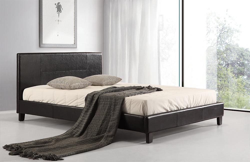 Double Bed Frame Black PU Leather