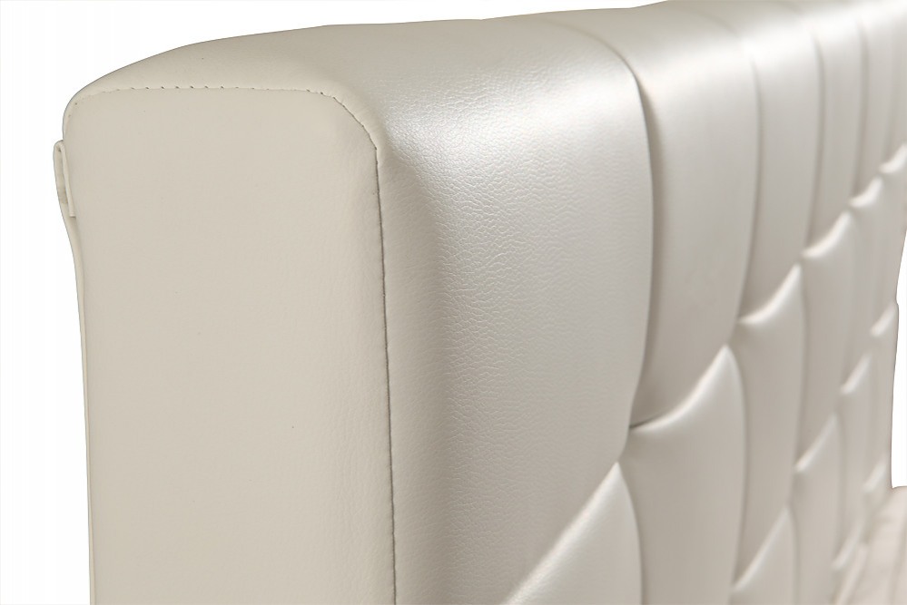 Queen White PU Leather Deluxe Bed Frame