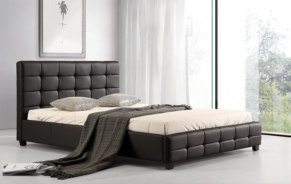 Queen Black PU Leather Deluxe Bed Frame