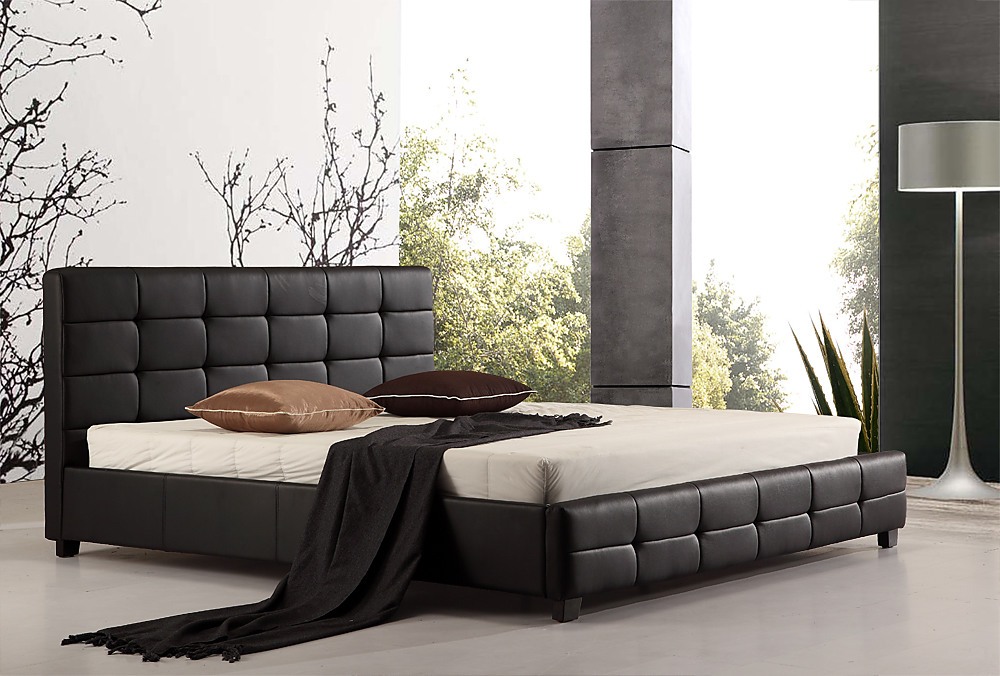 King Black PU Leather Deluxe Bed Frame