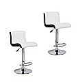 2x Black & White PU Leather Kitchen Bar Stools Modern Design