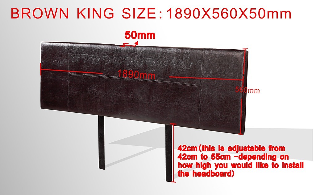 PU Leather King Bed Headboard Bedhead Brown Furniture > Bed Frames