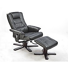 PU Leather Full Body Massage Chair Recliner Ottoman with Remote