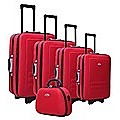 5pc Suitcase Trolley Travel Bag Luggage Set Red